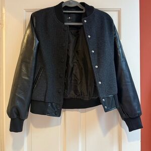 7 For All Mankind Black and Gray Varsity Jacket